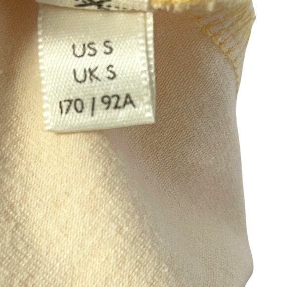 Free People Bodysuit Top Womens S Butter Yellow Milkmaid Babydoll Puff Sleeve - Picture 9 of 11